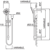 Methven Krome Rail Shower Airstream Technology - Matte Black